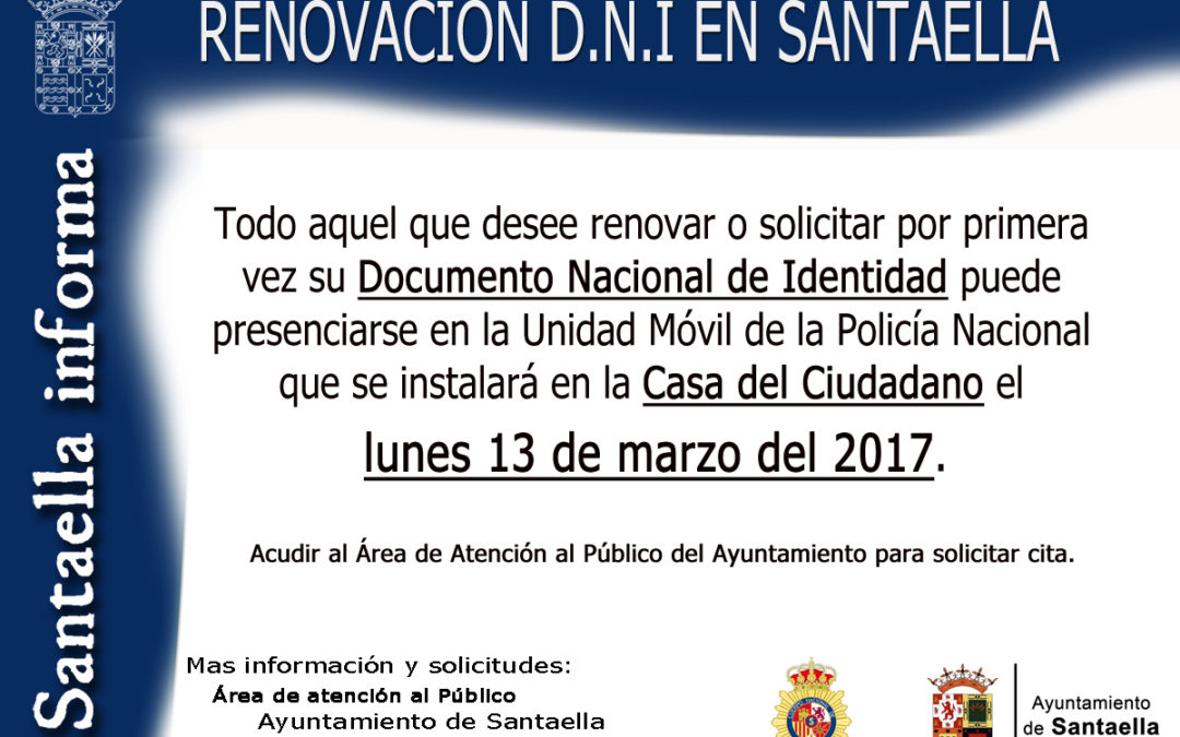 Renovación D.N.I. en Santaella