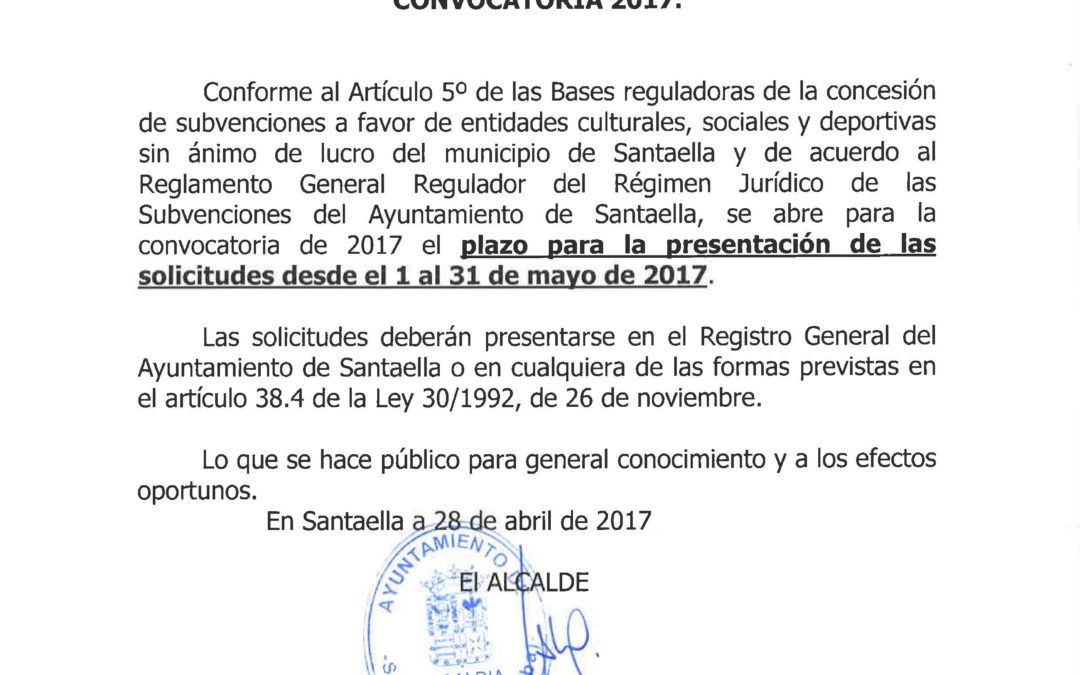 SUBVENCIONES ASOCIACIONES 2017