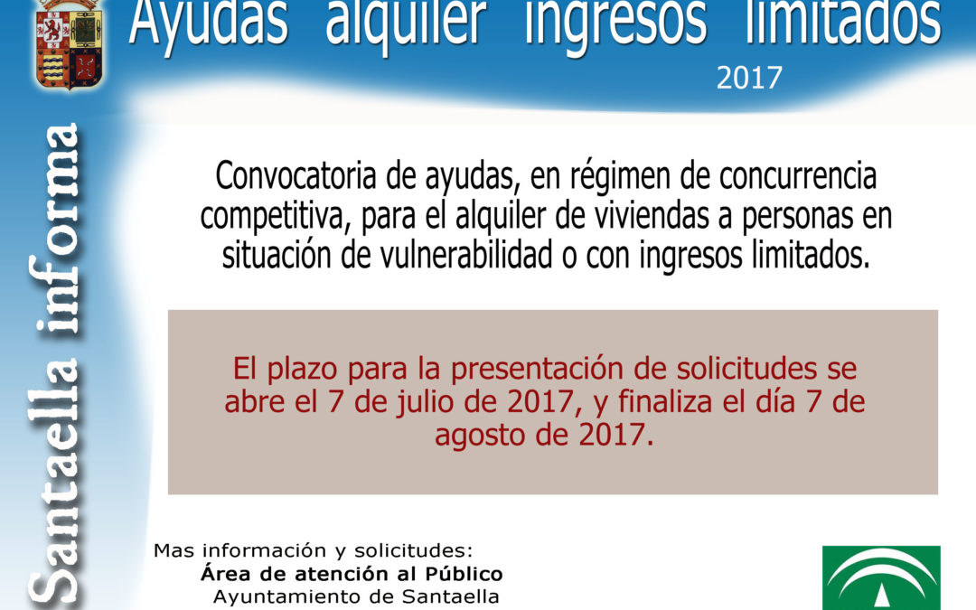 AYUDAS ALQUILER INGRESOS LIMITADOS 2017