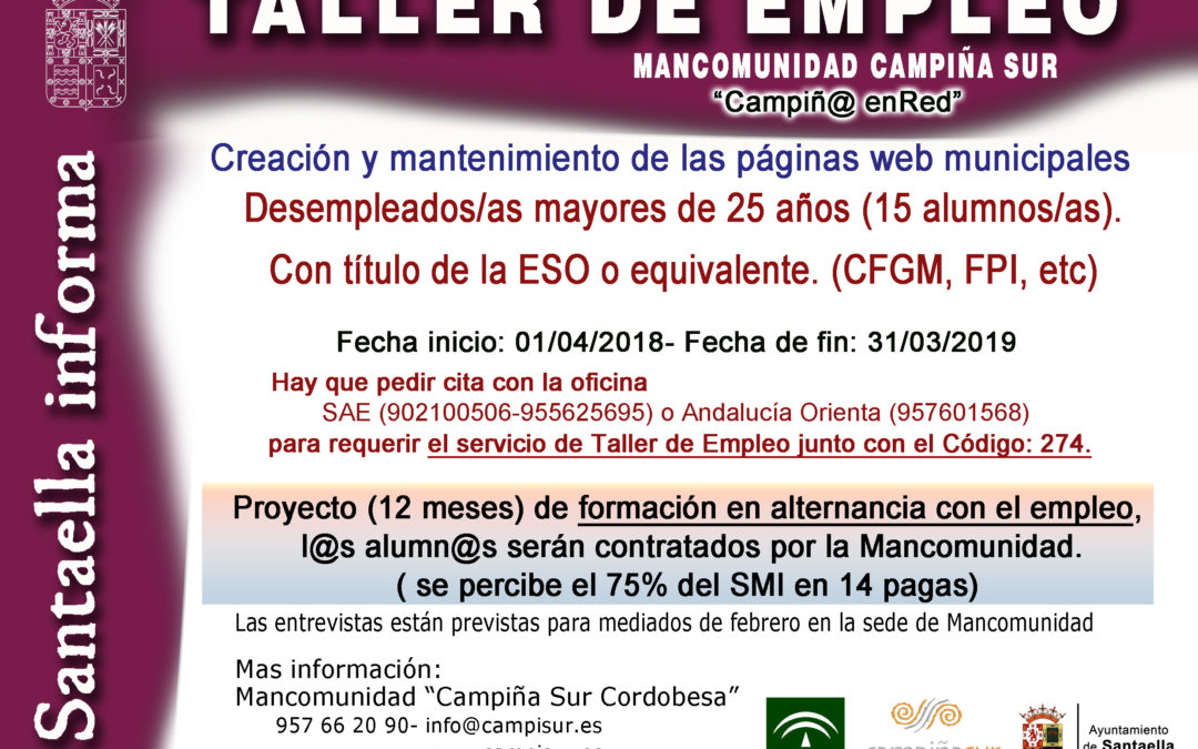 TALLER DE EMPLEO MANCOMUNIDAD CAMPIÑA SUR 2018