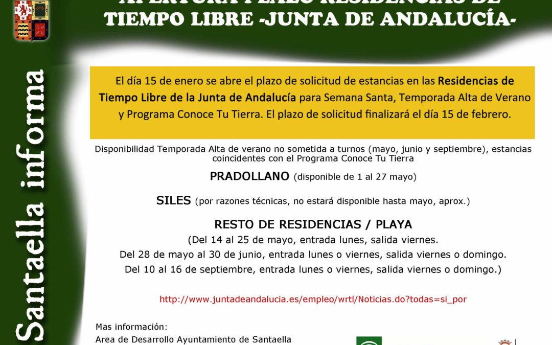 APERTURA PLAZO RESIDENCIAS DE TIEMPO LIBRE 2018