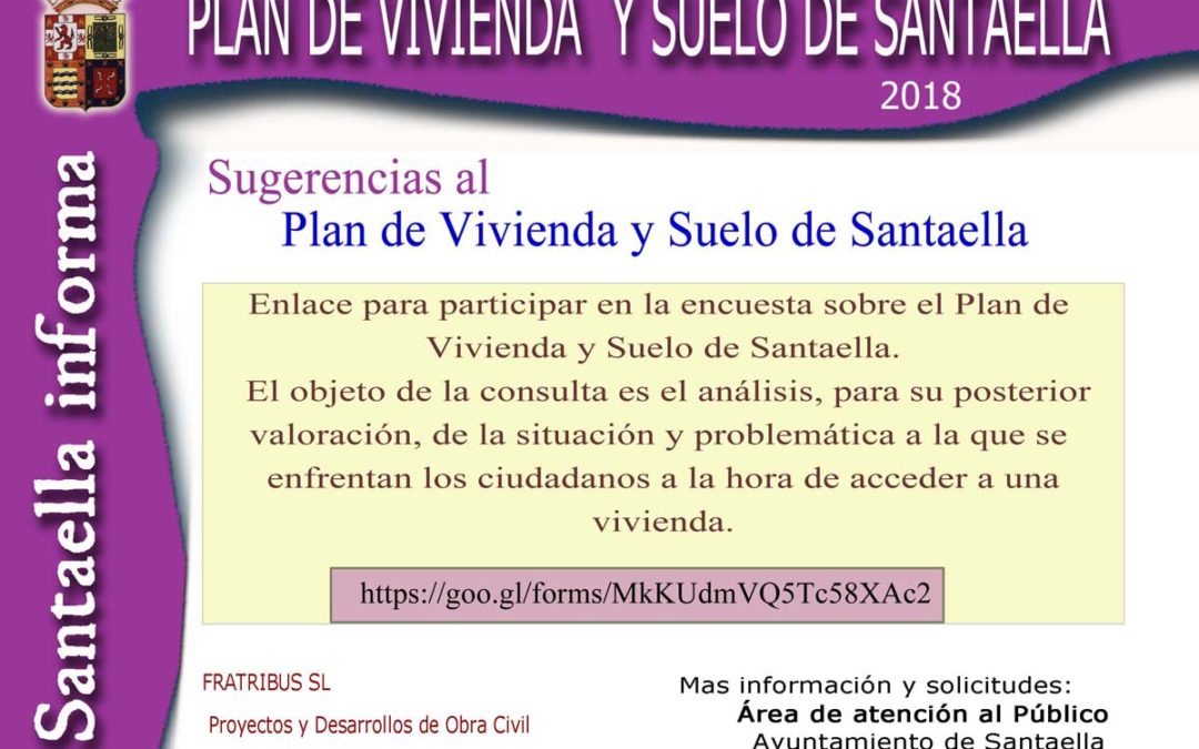 SUGERENCIAS AL PLAN DE VIVIENDA Y SUELO DE SANTAELLA