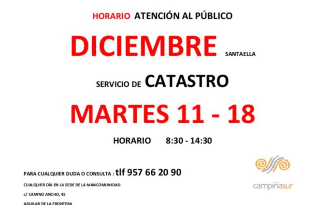 HORARIO SERVICIO DE CATASTRO