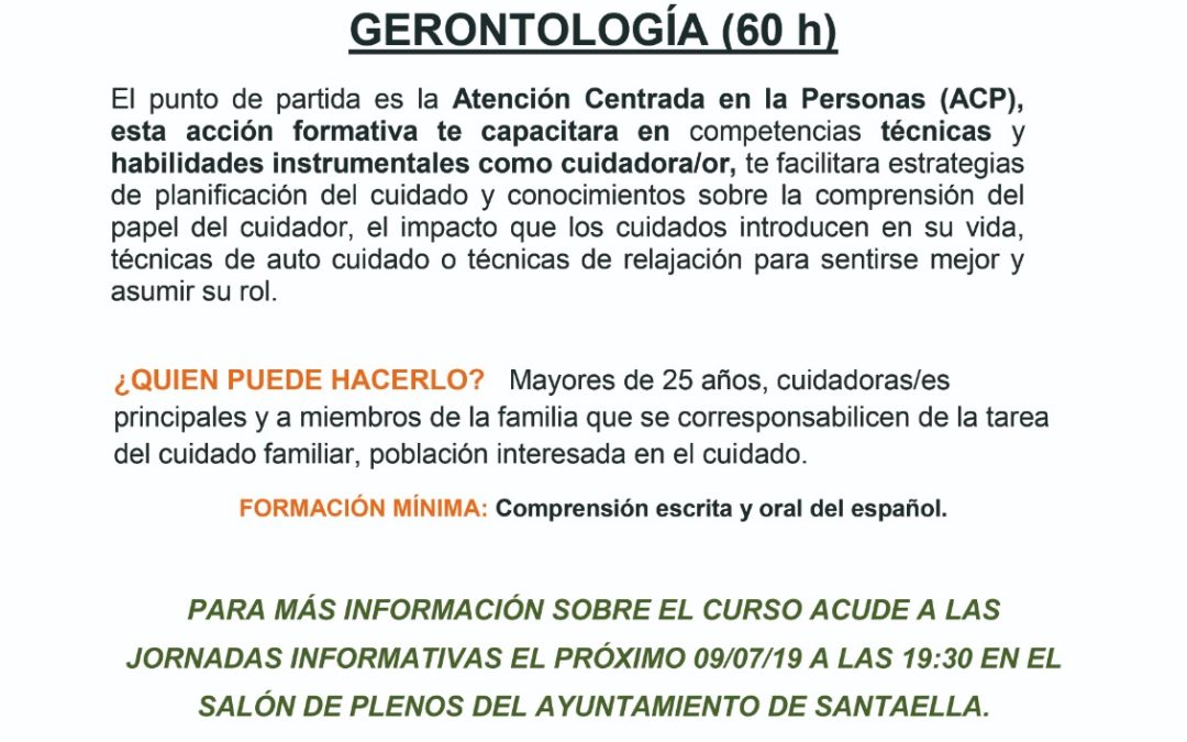 Sesión informativa para el curso de Gerontología