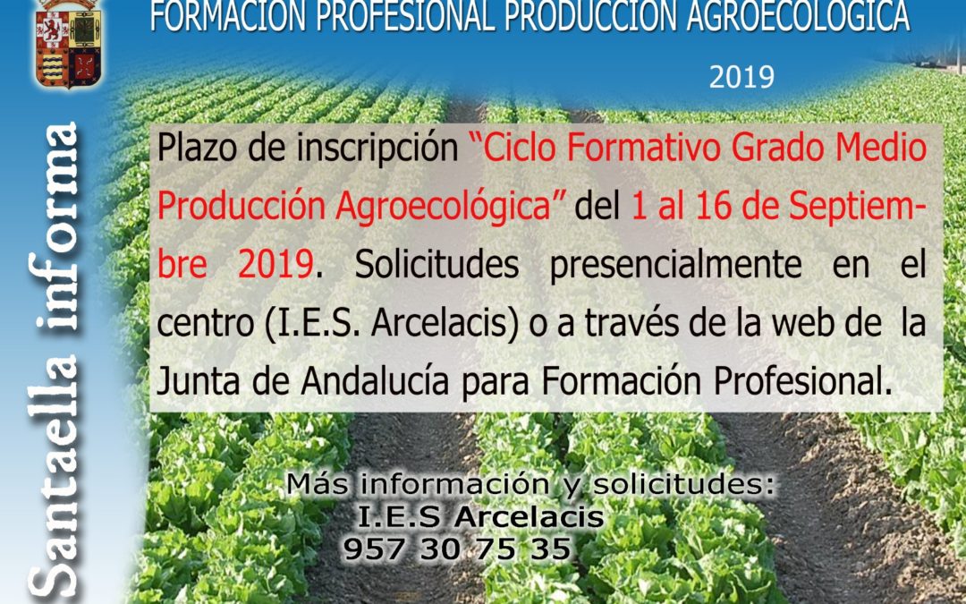 Plazo de inscripción «CFGM Producción Agroecológica»