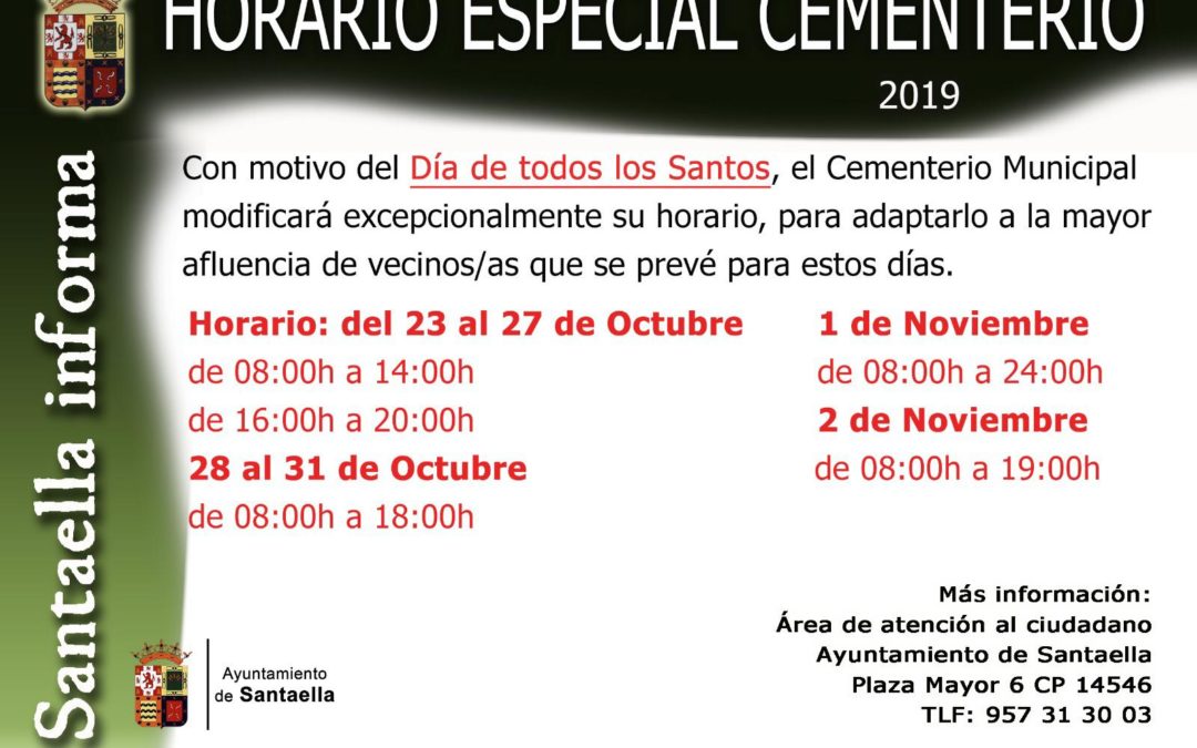 HORARIO ESPECIAL CEMENTERIO 2019