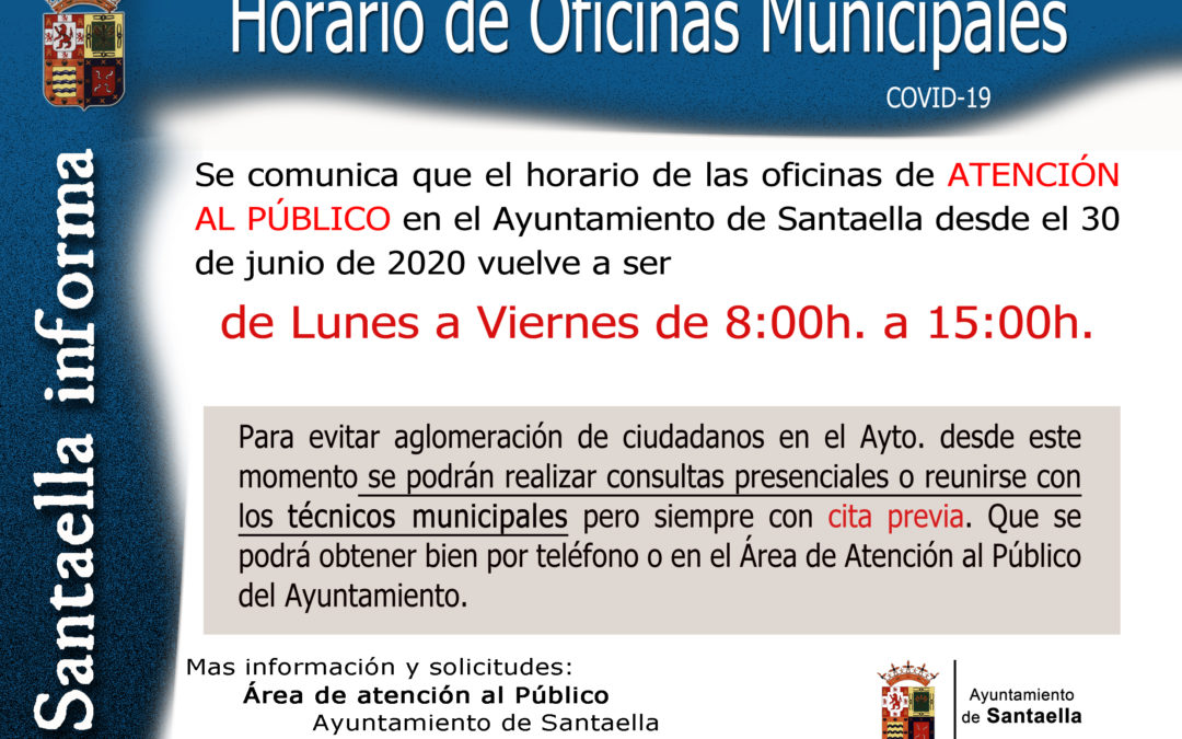 HORARIO DE OFICINAS MUNICIPALES