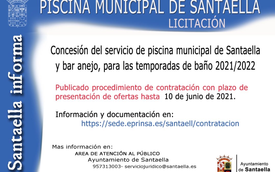 LICITACIÓN: CONCESIÓN DEL SERVICIO DE PISCINA MUNICIPAL Y BAR ANEJO 2021