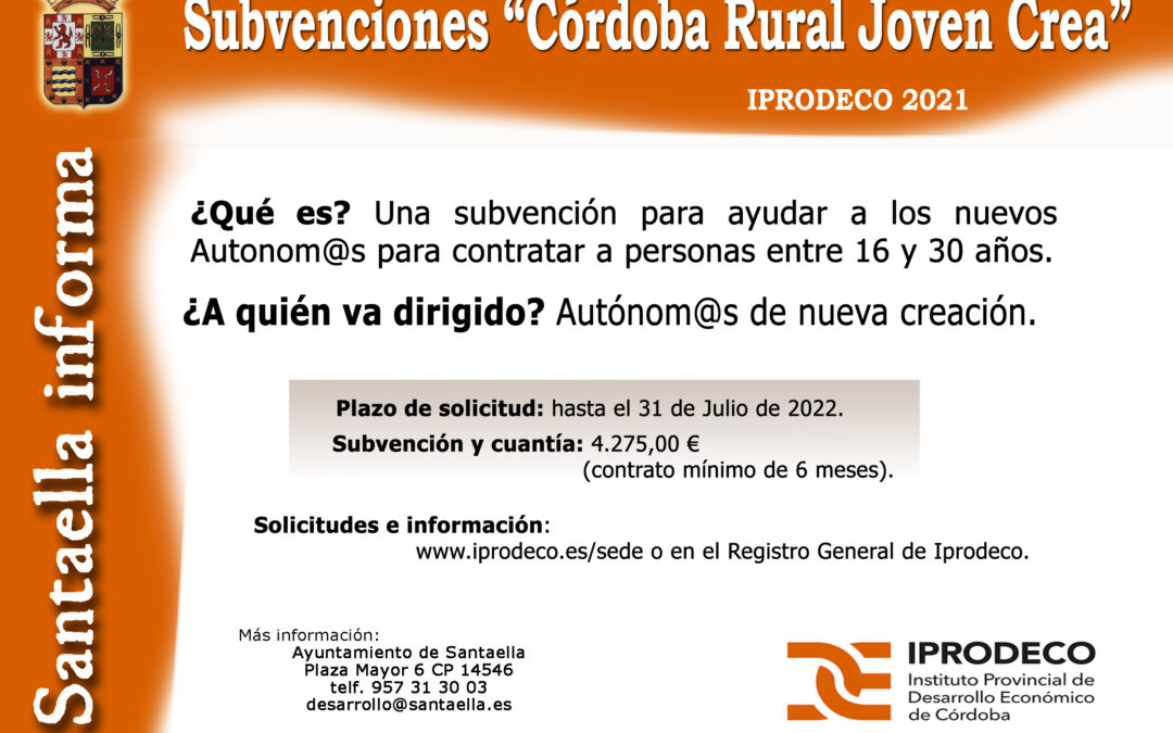 SUBVENCIÓN «CÓRDOBA RURAL JOVEN CREA» 2021