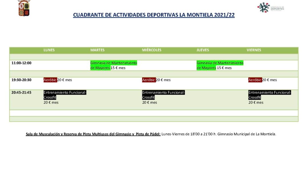 ACTIVIDADES DEPORTIVAS LA MONTIELA 2022